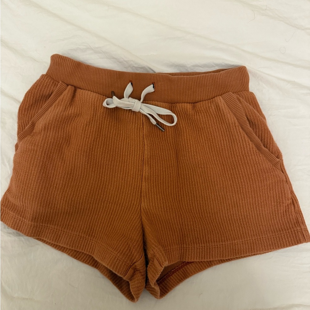 Aerie Brown/Orange Ribbed Lounge Shorts